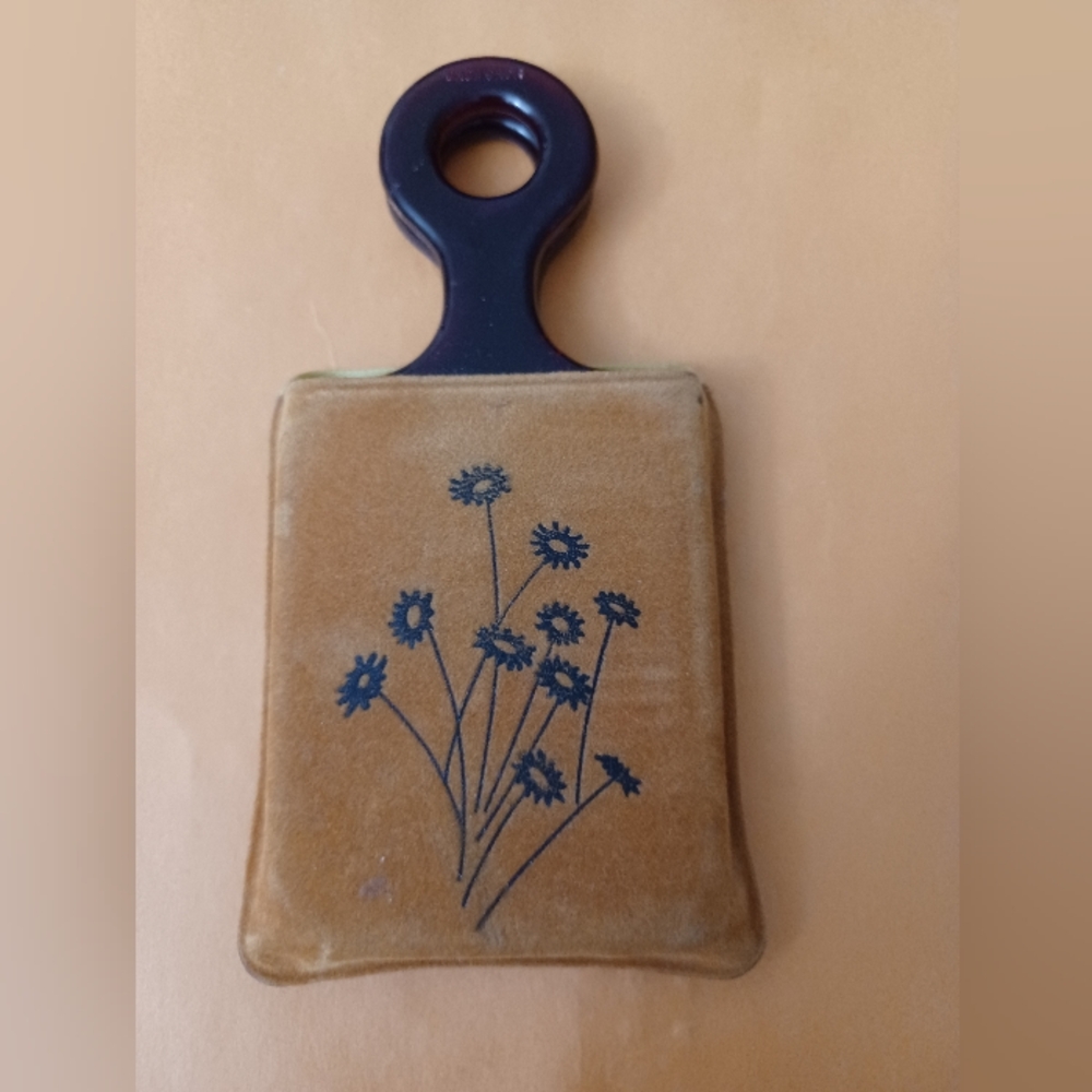 Vintage Comb And Mirror Purse Set with Floral Design